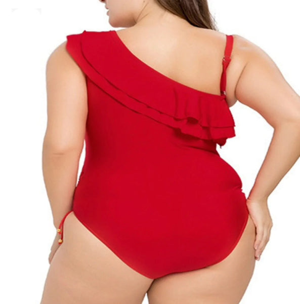 Red ruffle swimsuit